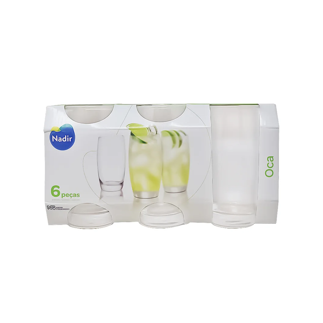 Set 6 Vasos de Vidrio Oca 400ml/13oz Nadir 76290200771876