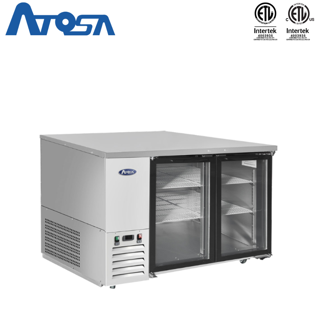Refrigerador de Barra Trasera 48" Acero Inoxidalbe con Puertas de Vidrio Atosa SBB48GGR Bar.