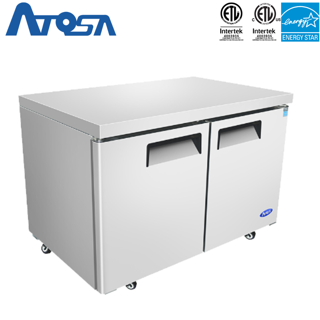 Refrigerador Bajo Encimera de 48" 2 Puertas Acero Inoxidable Atosa MGF8402GR Undercounter Refrigerado. Mesa Refrigerada.