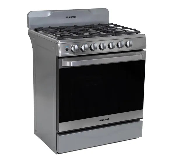 Estufa con Horno de 30" de Acero Inoxidable de 6 Quemadores a Gas Twist con Tecnología Air Fryer Nisato NE-7763RAFDM