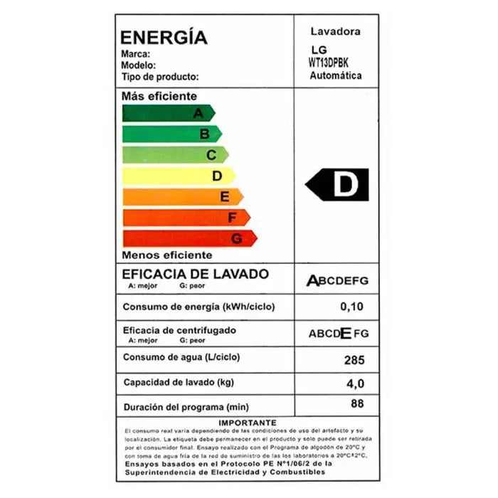 Lavadora Carga Superior 13kg Smart Inverter TurboDrum Pre-Lavado + Normal LG WT13DPBPK LG