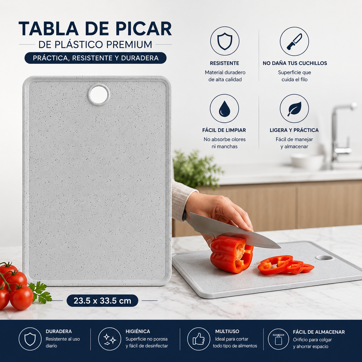 Tabla de Picar de Plástico 33.5x23.5cm 41352