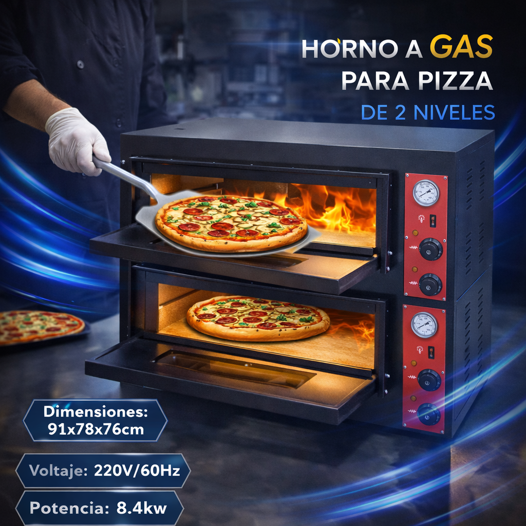 (LLEGANDO 28 DE ENERO) Horno a Gas para Pizza de 2 Niveles 220V/60Hz HGP-2