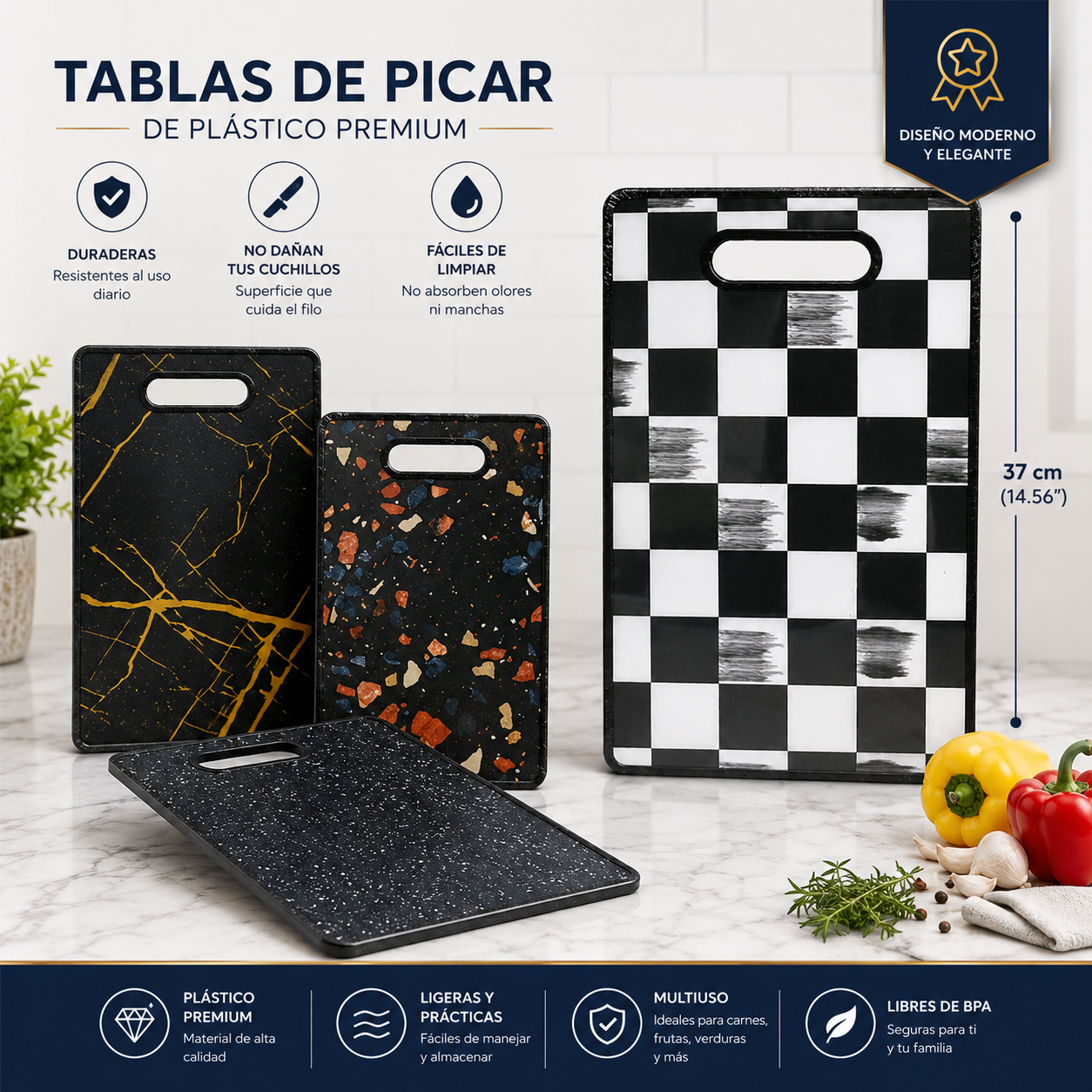 Tabla de Picar de Plástico 37cm TX-4018