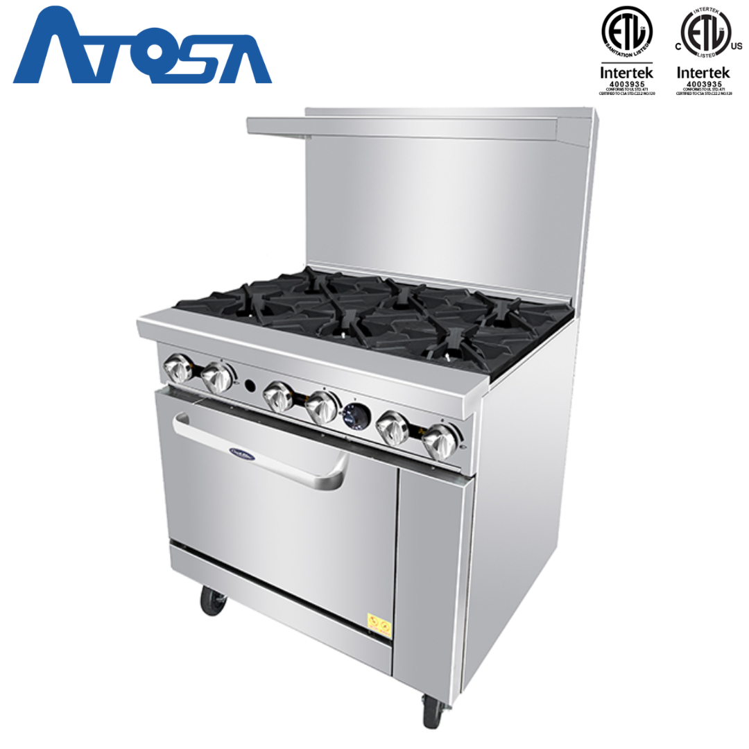 (PP) Estufa con Horno a Gas de 6 Quemadores 36" de Acero Inoxidable Atosa ATO-6B