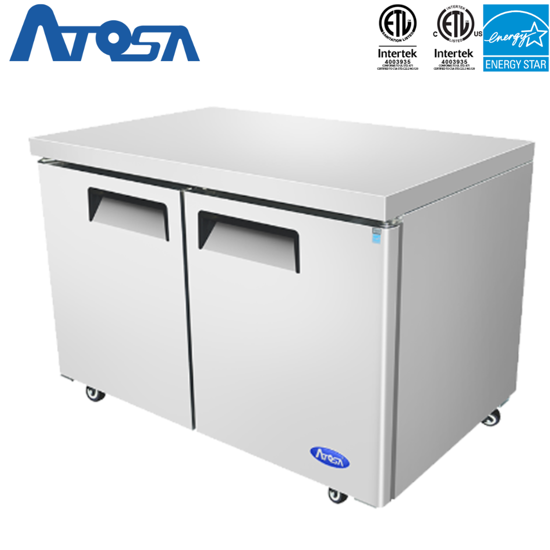 Refrigerador Bajo Encimera de 48" 2 Puertas Acero Inoxidable Atosa MGF8402GR Undercounter Refrigerado. Mesa Refrigerada.