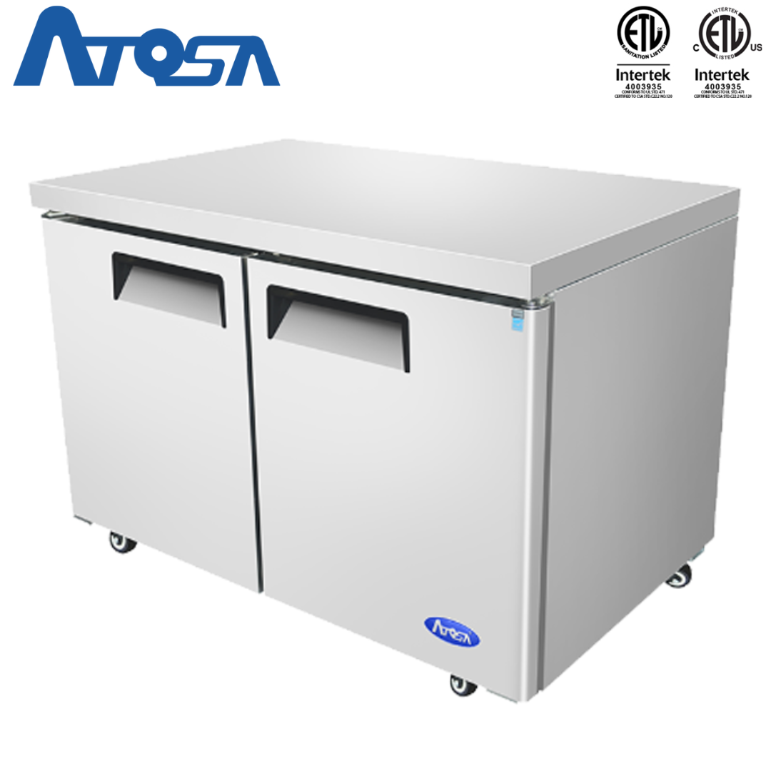 Congelador Bajo Encimera de 48" 2 Puertas Acero Inoxidable Atosa MGF8406GR Undercounter Congelador. Mesa Congelador.