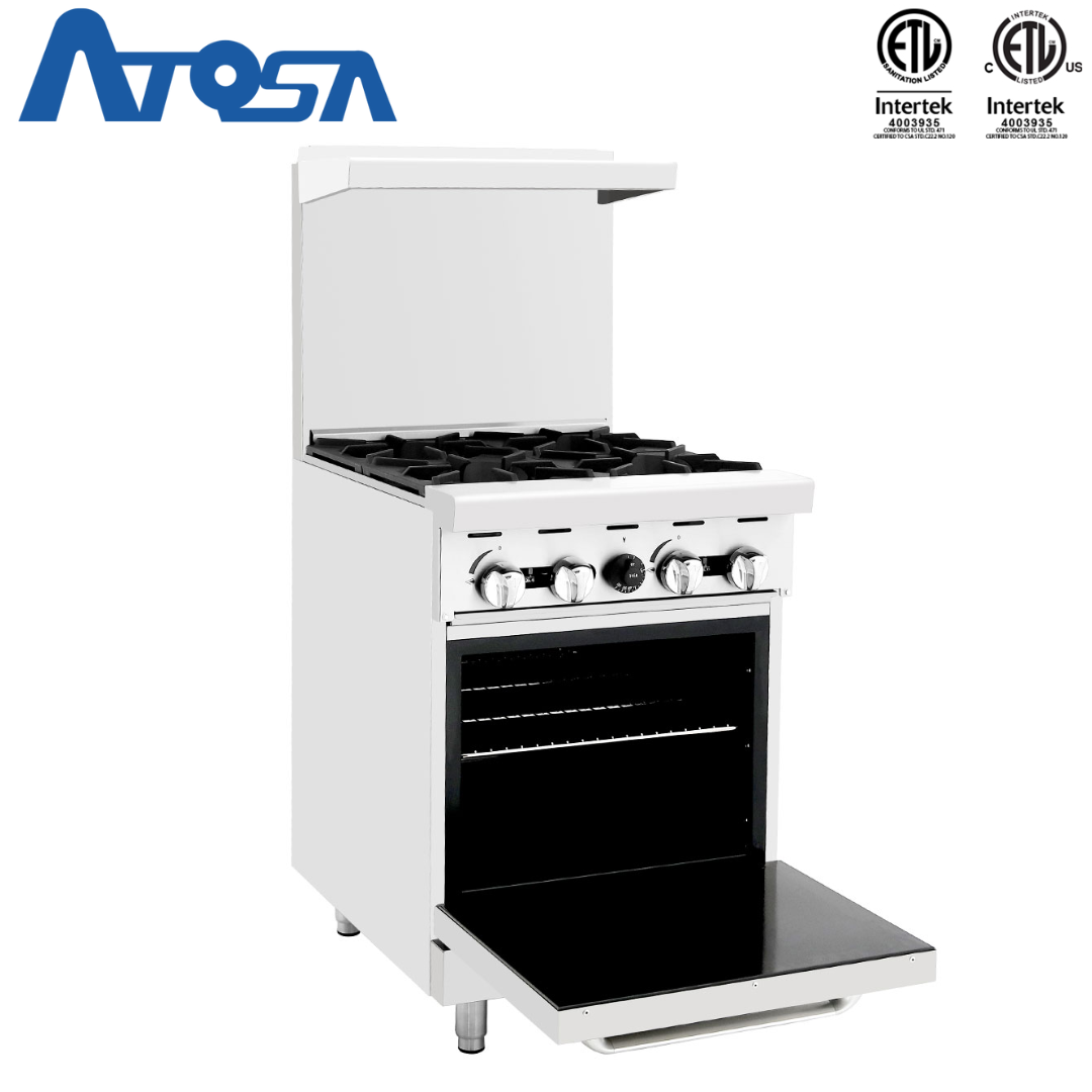 (PP) Estufa con Horno Industrial a Gas 24" de 4 Quemadores Acero Inoxidable Atosa ATO-4B