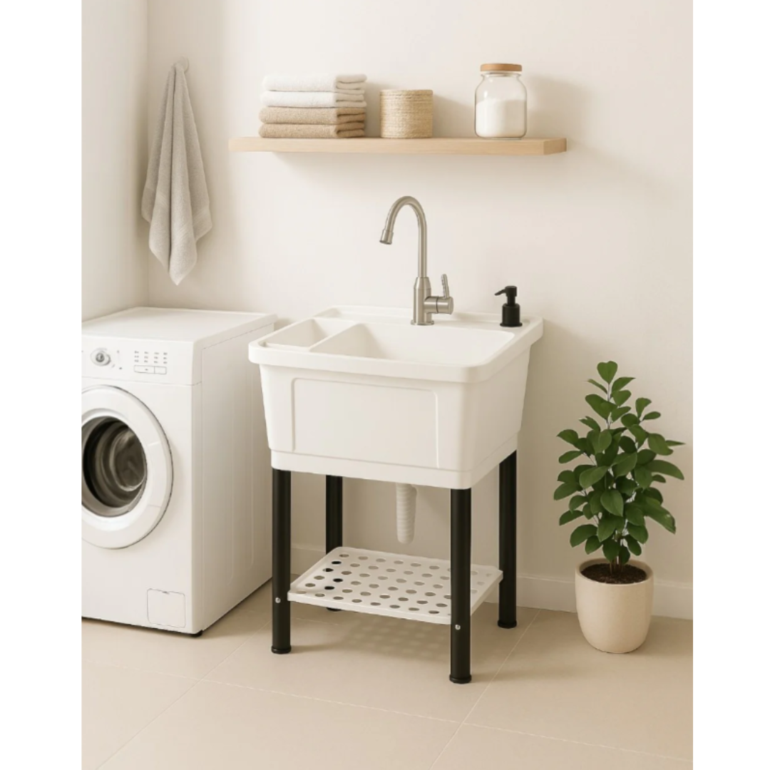 Tina PVC de Lavandería Plástico Blanco 49.5x53x38cm 146-1001W