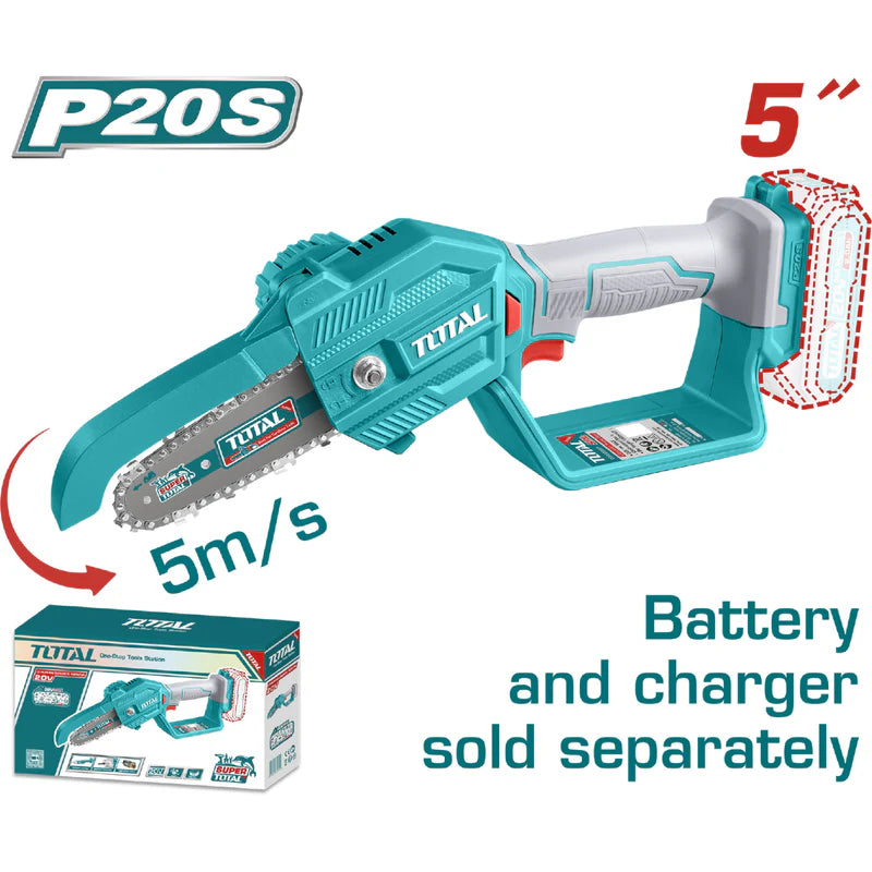 Sierra Podadora Inalámbrica 20V. Long.5" (13Cm). Batería Y Cargador Se Venden Por Separado. Total TGSLI2058