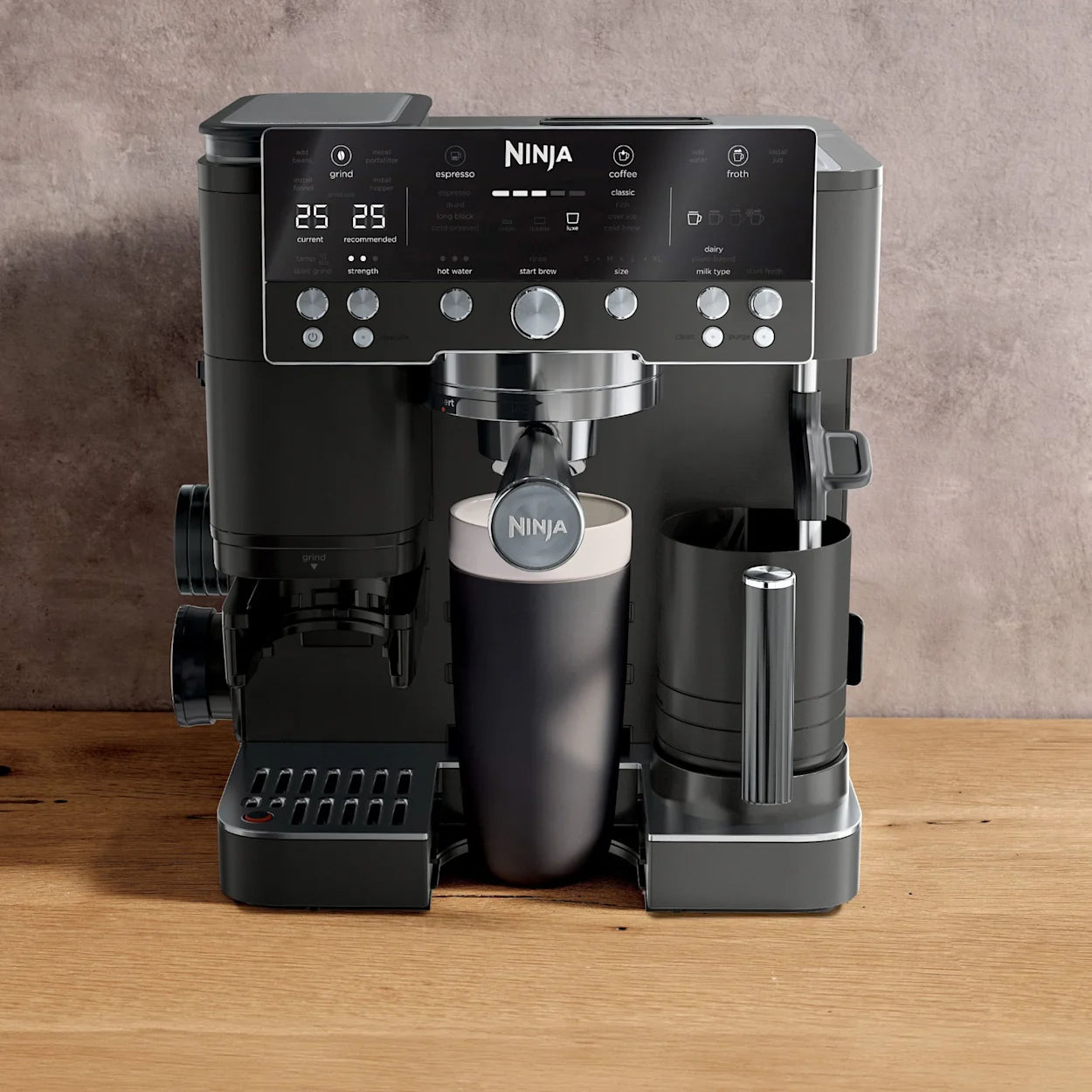 Cafetera Espresso Ninja Luxe Café Premier ES601BK 3 en 1 con Molino Integrado, Espumador Automático y Barista Assist | Acero Inoxidable Negro