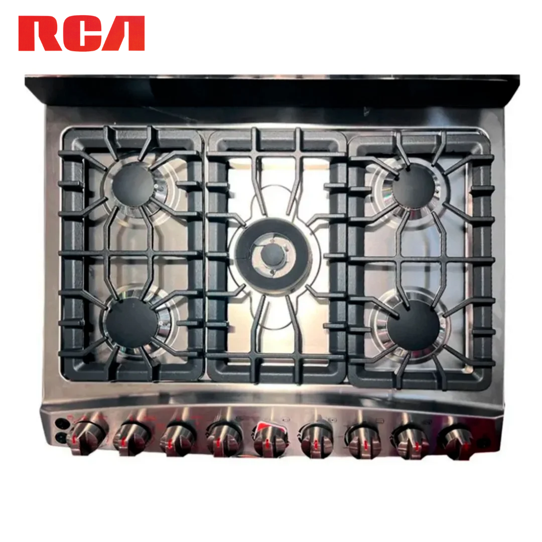 Estufa con Horno a Gas y Freidora de Aire 30" 5 Quemadores Acero Inoxidable RCA RCCR7652