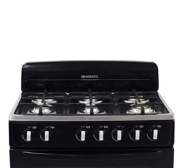 Estufa con Horno 30" 6 Quemadores a Gas Negro Nisato NE-7630RNPHFMS (D)