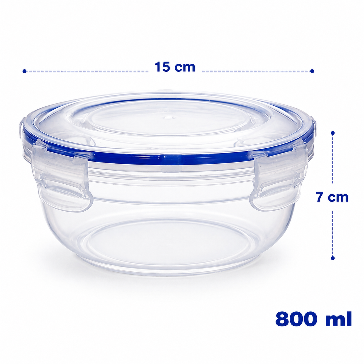 (LLEGANDO 7 DE AGOSTO) Recipiente Envase Hermético Redondo de Plástico 800 ml | Contenedor para Alimentos con Tapa de Cierre Seguro | 30502