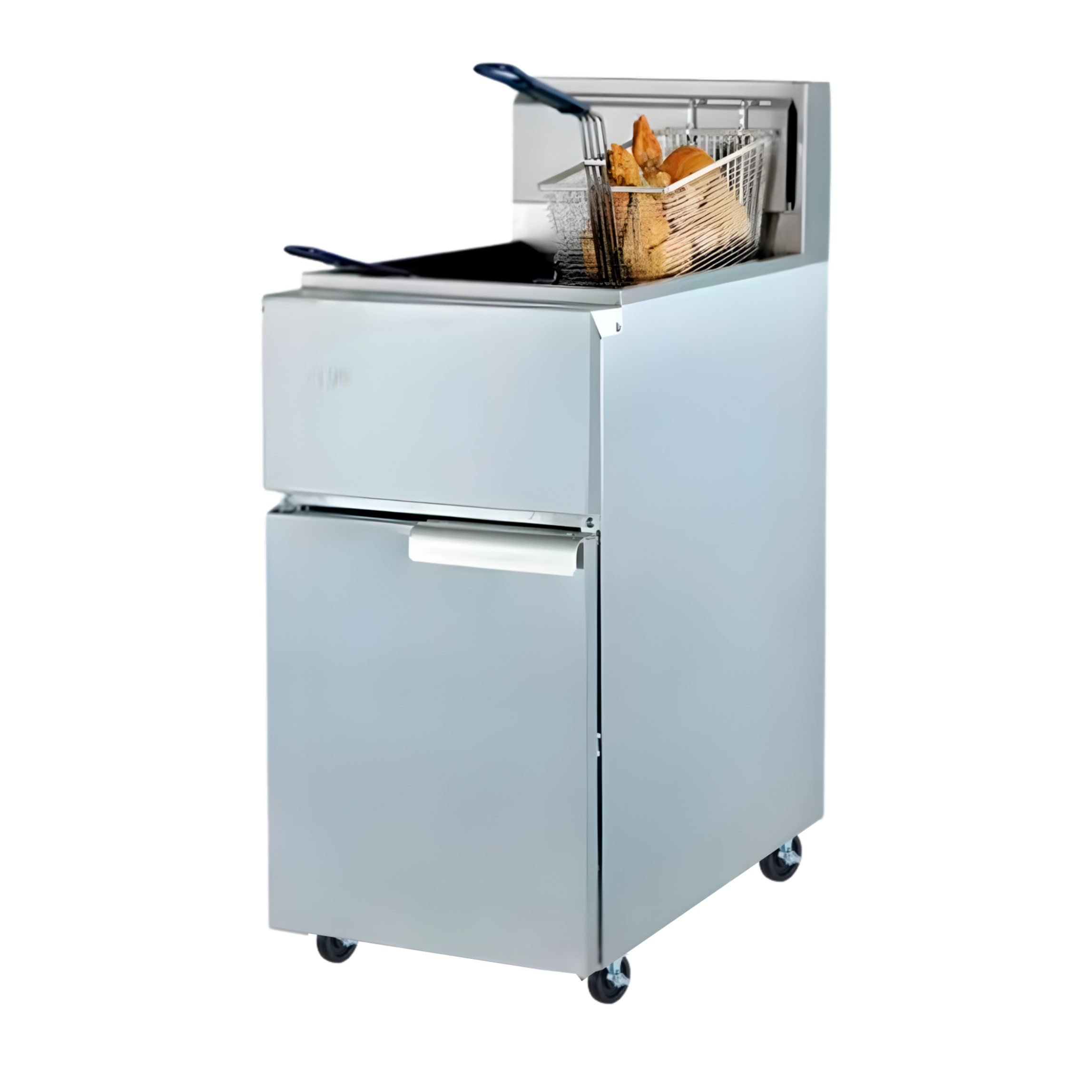 Freidora a Gas Industrial con Pedestal con Rueditas 35L 1 Tanque 2 Canastas HGF-778-3