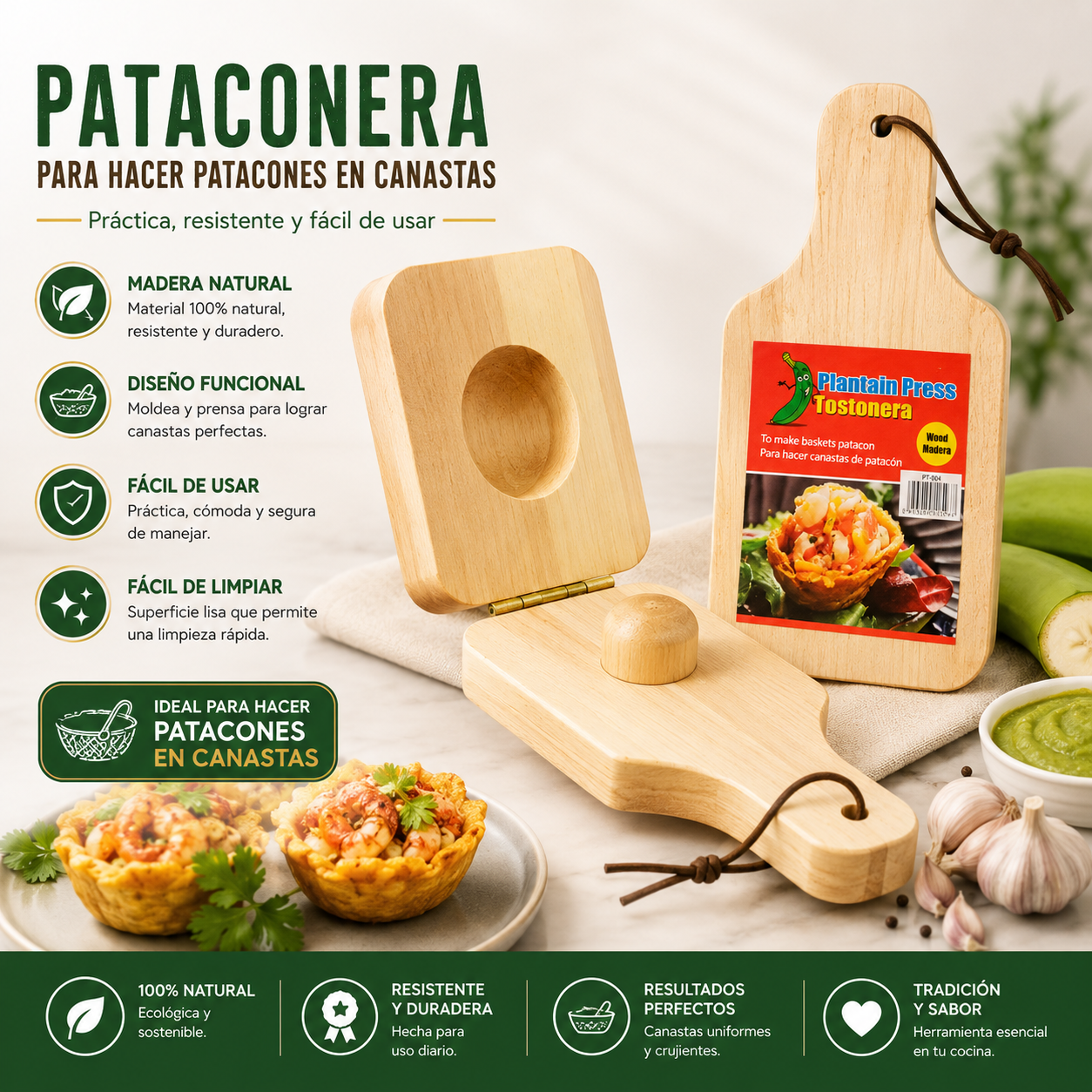 Pataconera de Madera para Hacer en Forma de Canasta PT-004