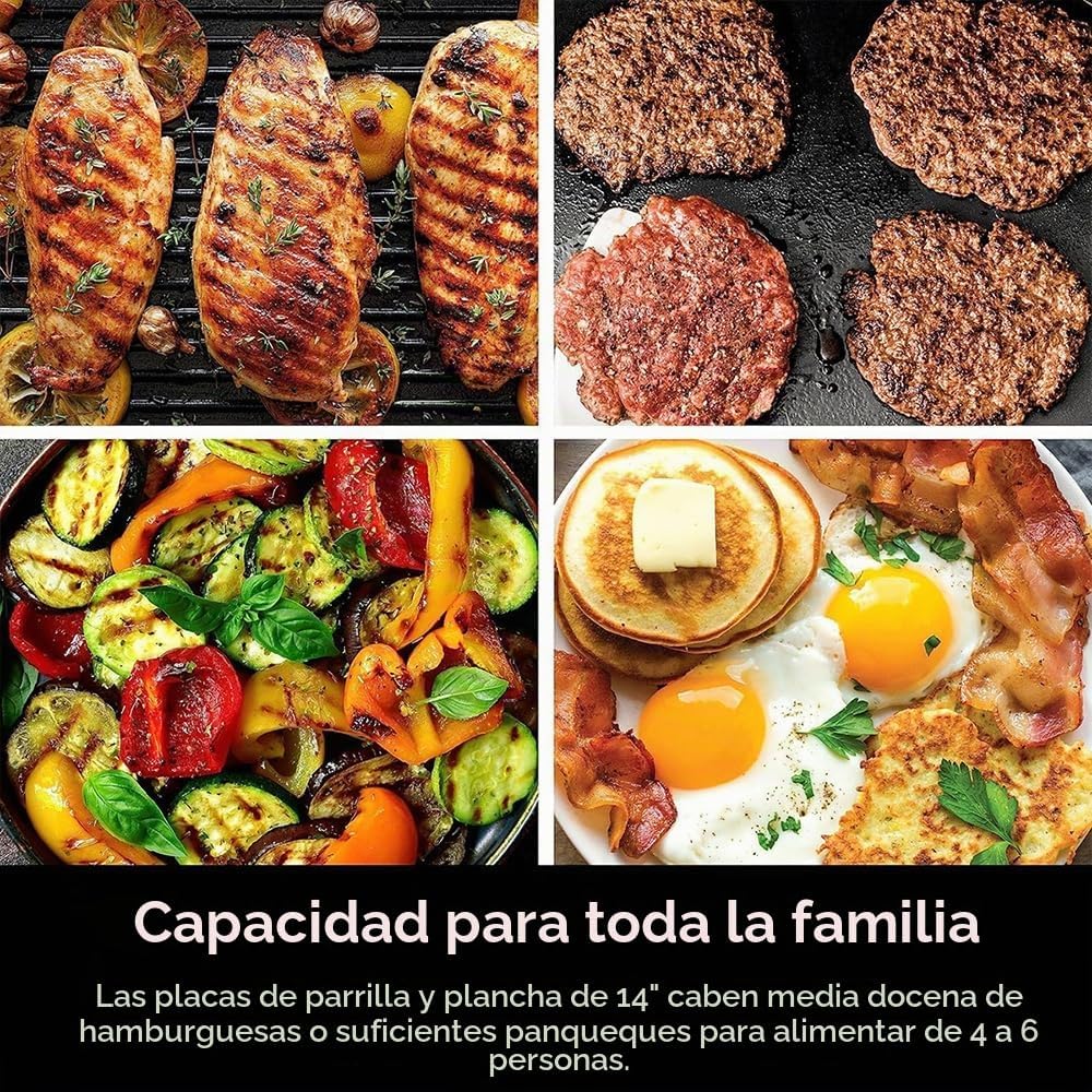 (LLEGANDO 1 DE SEPT) Parrilla Eléctrica Ninja Sizzle 2 en 1 Grill & Griddle 1450W – GR101