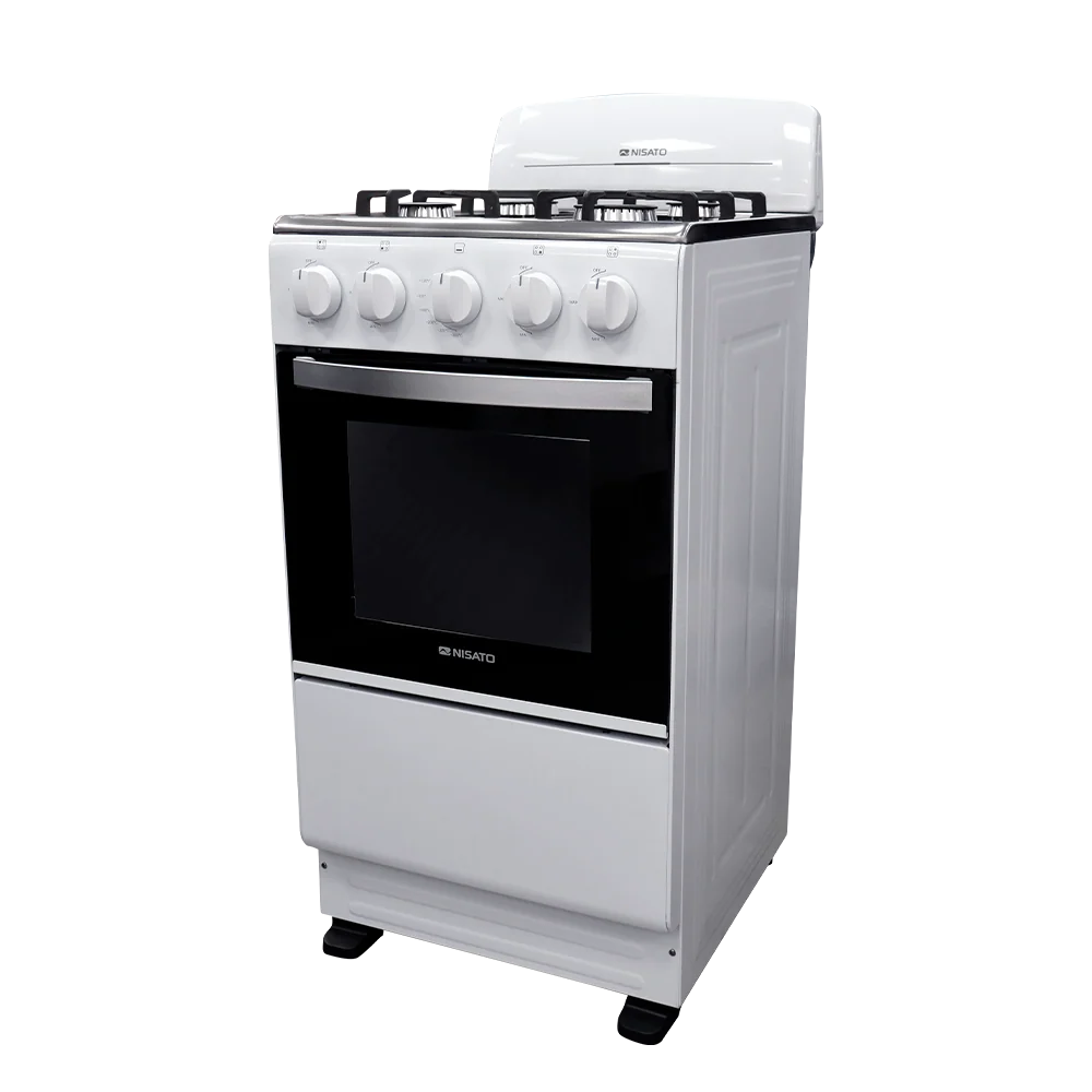 Estufa con Horno de 4 Quemadores 20" a Gas Blanco Nisato NE-2021RPHF (D)