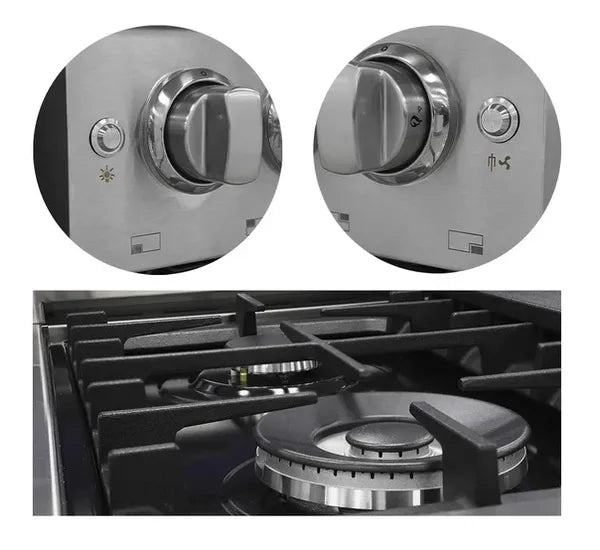 Estufa con Horno Semi-Industrial 36" 5 Quemadores a Gas + Plancha Acero Inoxidable Nisato NPX-9076RS7