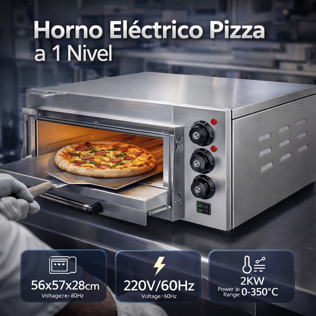 (LLEGANDO 28 DE ENERO) Horno Eléctrico para Pizza de 1 Nivel 220V/60Hz HEP-1ST