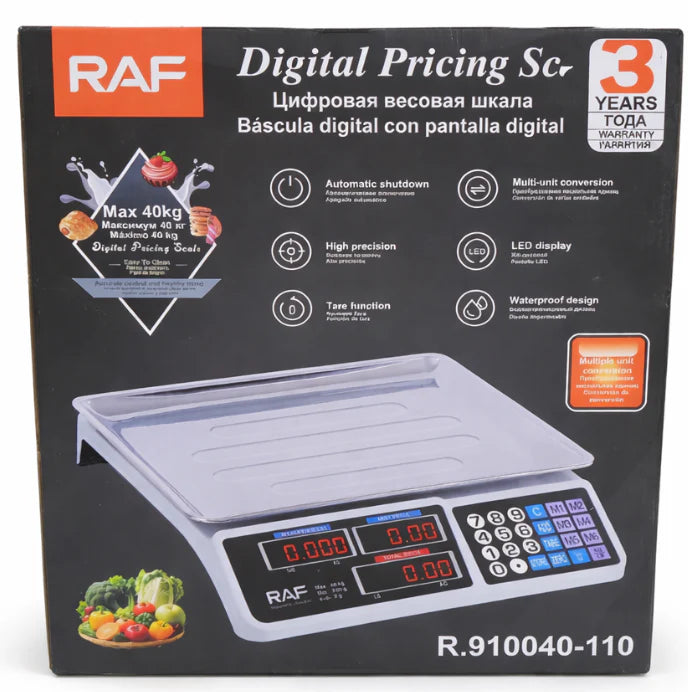Báscula Digital RAF Hasta 40 Kg Con Pantalla LED R.910040-110