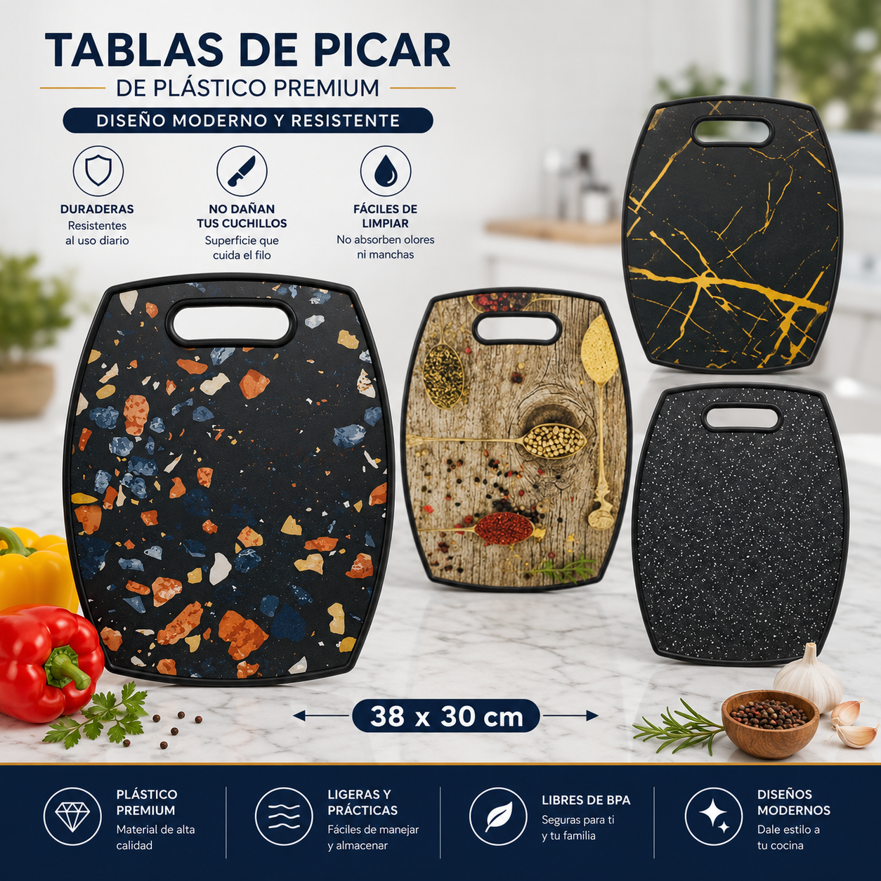 Tabla de Picar de Plástico 38x30cm BP-2002