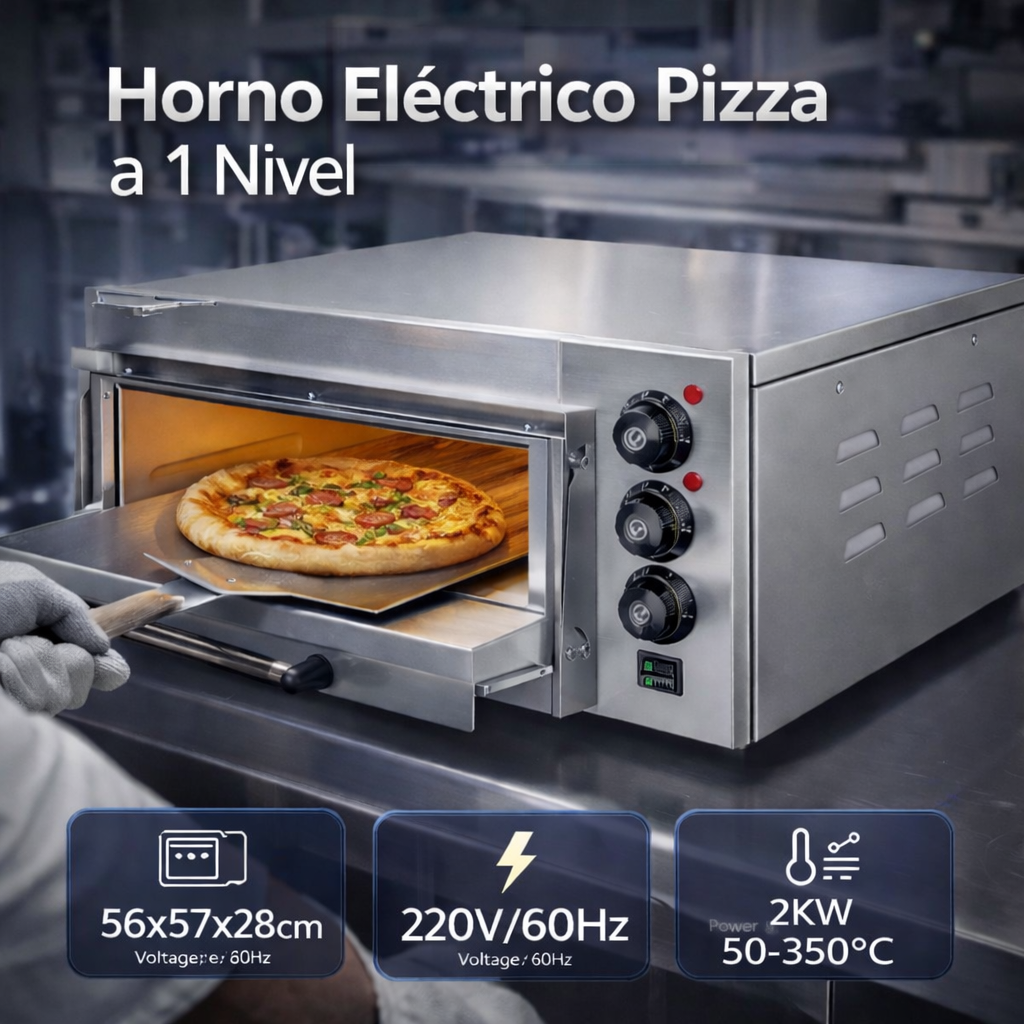 Horno Eléctrico para Pizza de 1 Nivel 220V/60Hz HEP-1ST