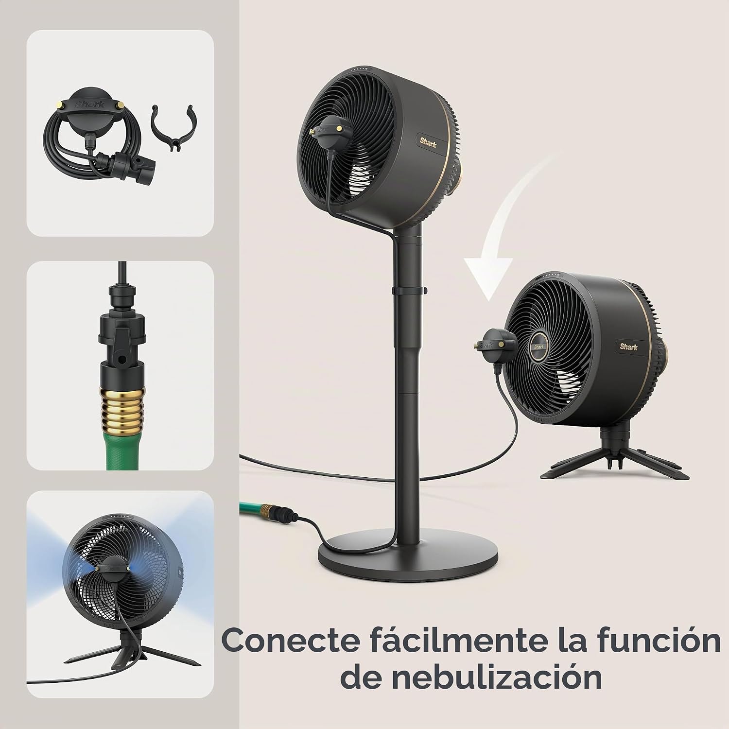 (LLEGANDO 1 DE SEPT) Ventilador Abanico Shark FlexBreeze FA222LAA 16" Inalámbrico y con Cable 36W con InstaCool Mist – 5 Velocidades