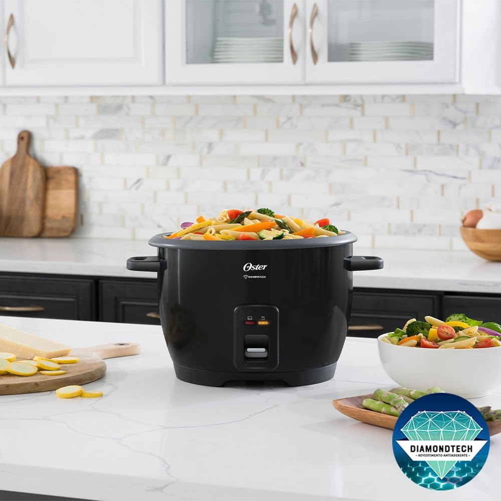 (LLEGANDO 27 DE JULIO) Arrocera Oster® con Recubrimiento DiamondForce 7 Tazas – CKSTRCB7DFBL | Antiadherente de Alta Durabilidad