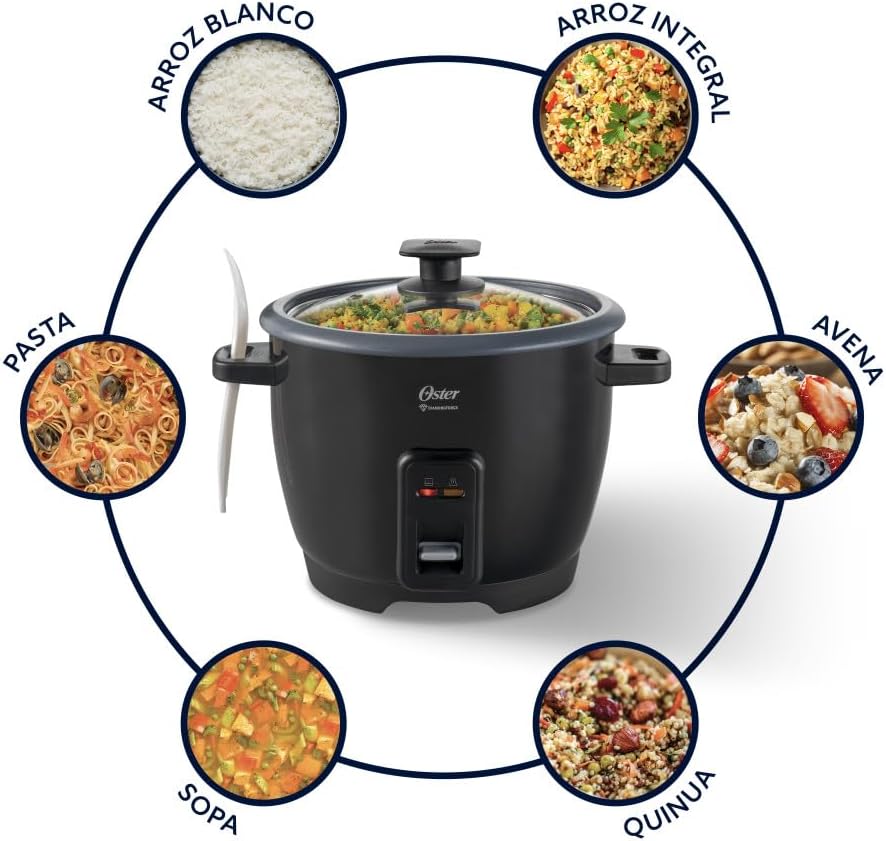 (LLEGANDO 27 DE JULIO) Arrocera Oster® con Recubrimiento DiamondForce 7 Tazas – CKSTRCB7DFBL | Antiadherente de Alta Durabilidad