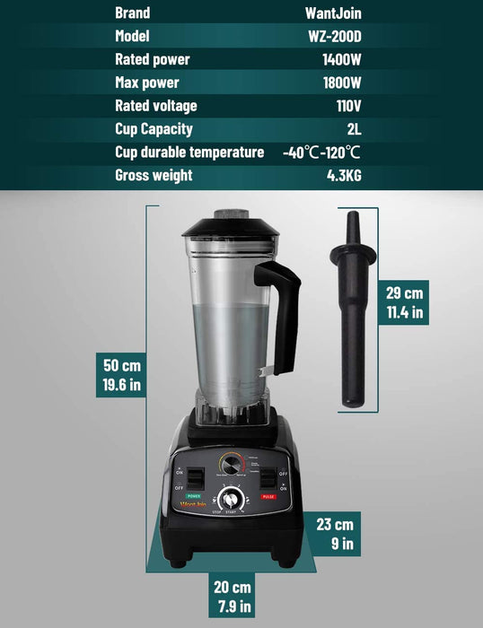 Licuadora Comercial Eléctrica de 2.0L ROHS-110V