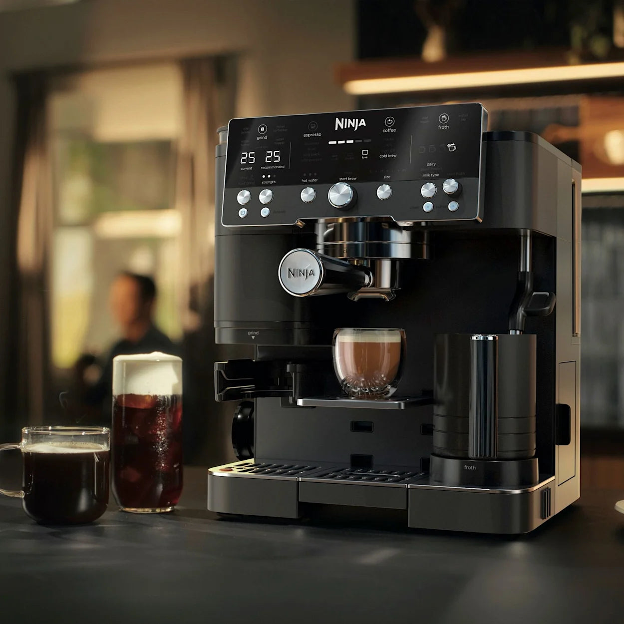 Cafetera Espresso Ninja Luxe Café Premier ES601BK 3 en 1 con Molino Integrado, Espumador Automático y Barista Assist | Acero Inoxidable Negro