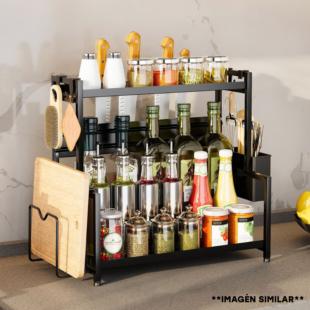 Organizador Multifuncional de Metal Negro para Cocina 88283