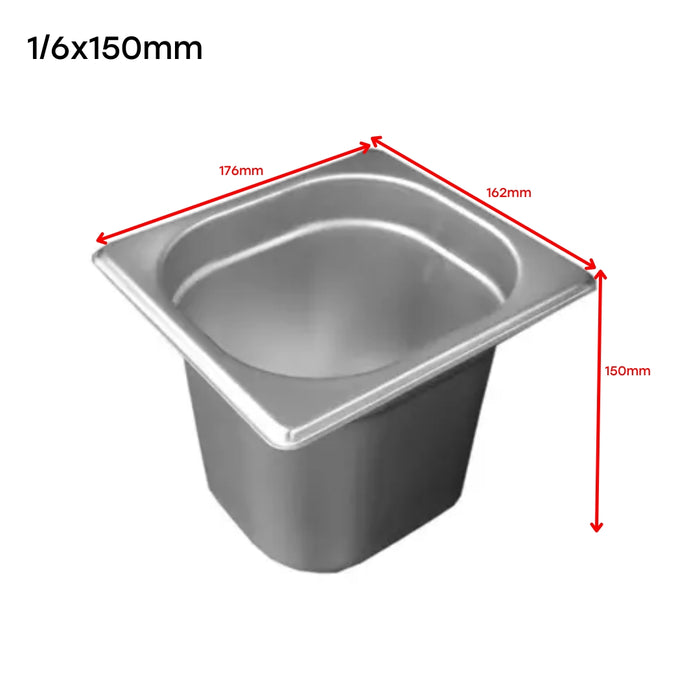 Bandeja GN Pan de Acero Inoxidable 1/6x150mm 176*162*150mm