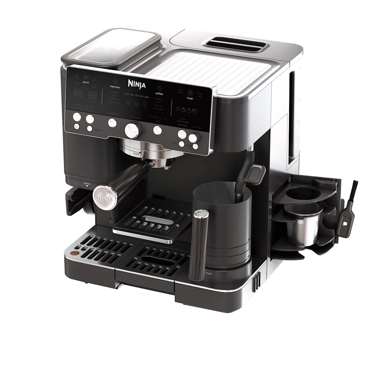 Cafetera Espresso Ninja Luxe Café Premier ES601BK 3 en 1 con Molino Integrado, Espumador Automático y Barista Assist | Acero Inoxidable Negro