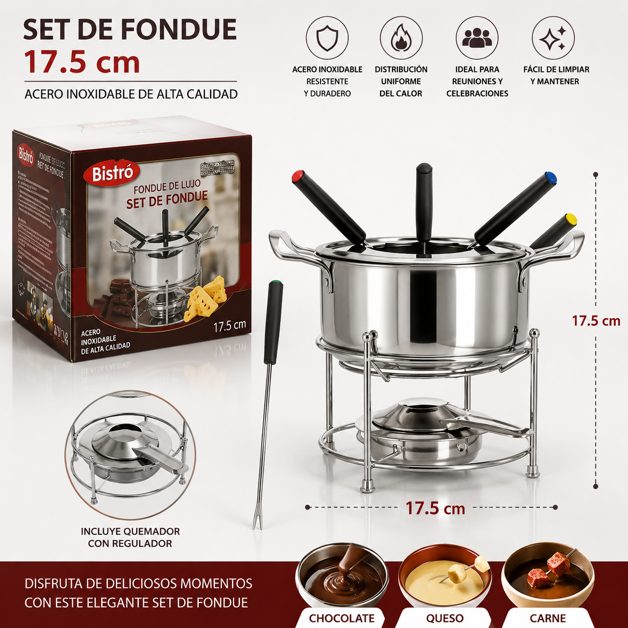 Set de Fondue de Acero Inoxidable 17.5cm – 713-03033