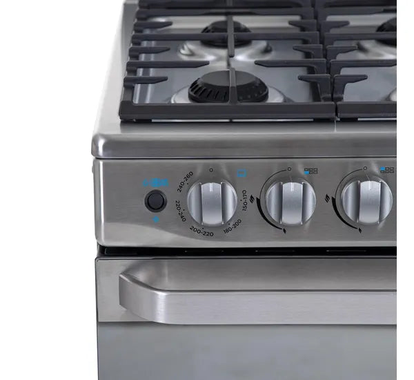 Estufa con Horno de 30" de Acero Inoxidable de 6 Quemadores a Gas Twist con Tecnología Air Fryer Nisato NE-7763RAFDM