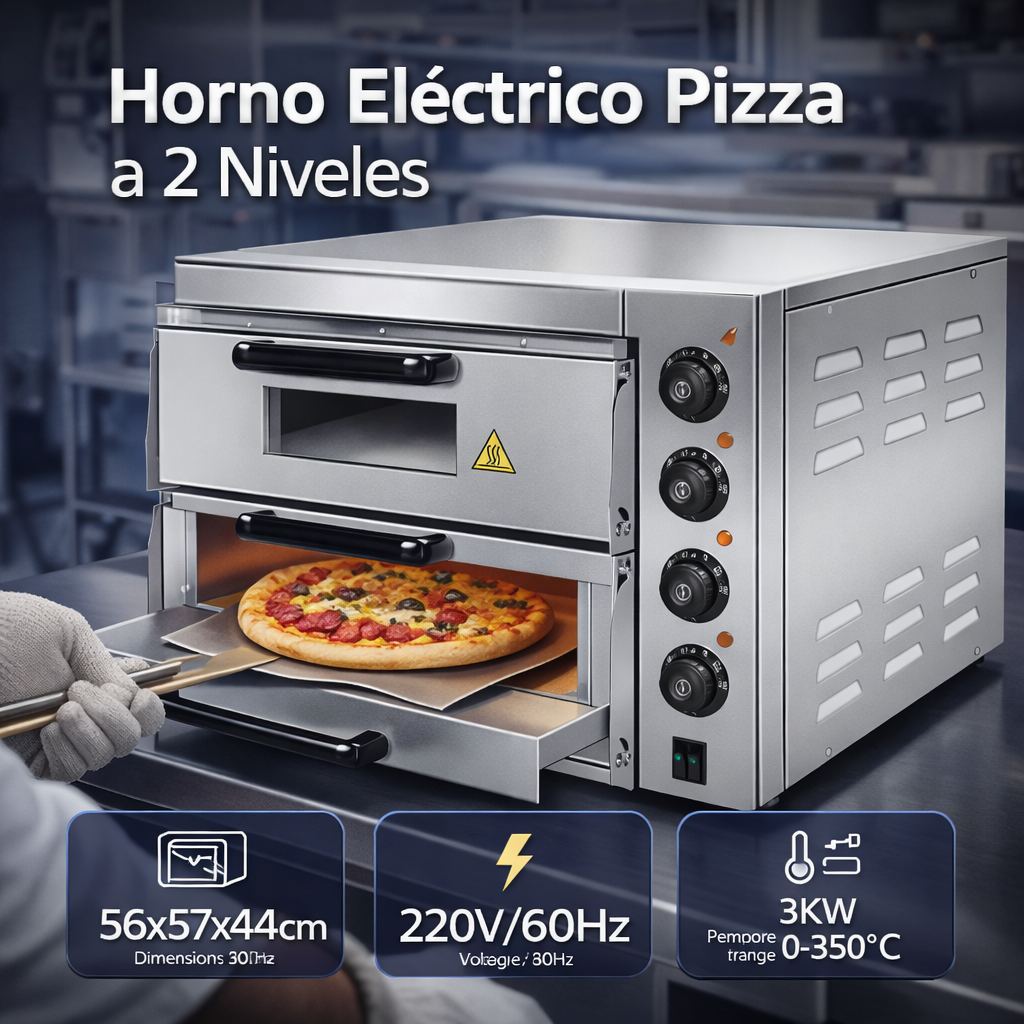 (LLEGANDO 28 DE ENERO) Horno Eléctrico para Pizza de 2 Niveles 220V/60Hz HEP-2ST