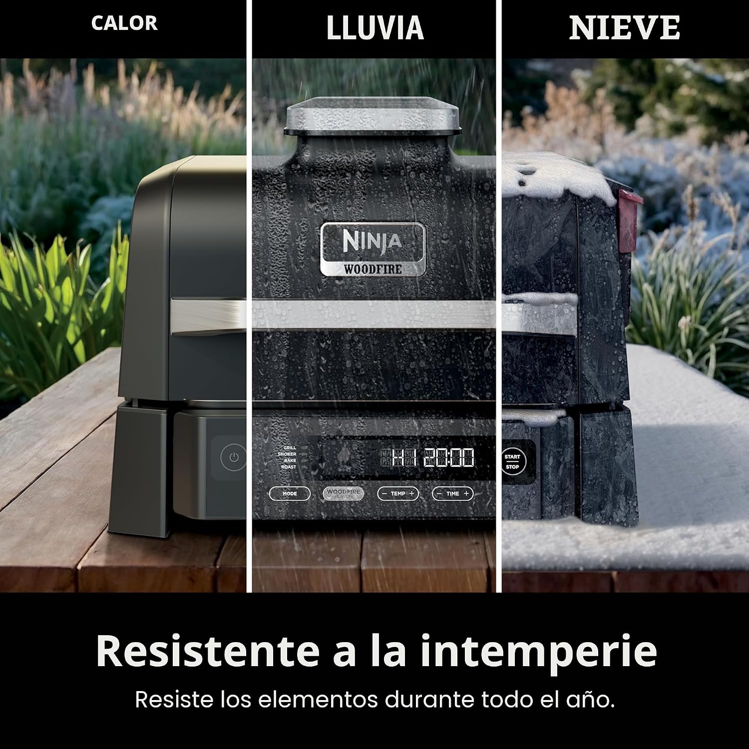 (LLEGANDO 1 DE SEPT) Parrilla Asador y Ahumador Eléctrico Ninja Woodfire OG301 4 en 1 – 141 in² / 910 cm² – 1760 W