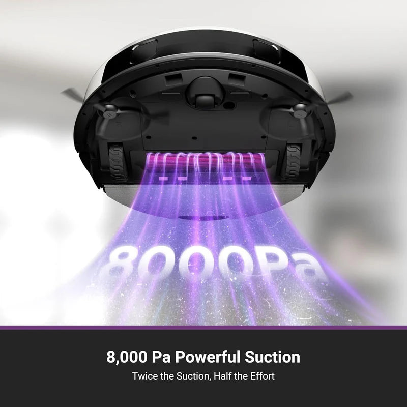 Robot Aspirador Eureka E20 Plus Blanco 8000Pa Con Estación Automática Sin Bolsa, Trapeador Y Mapeo IA 3D, Apto Para Mascotas Corte Pelo Automático AN66-E20S