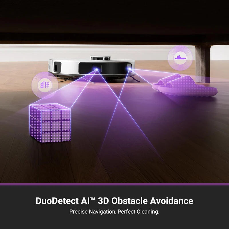 Robot Aspirador Eureka E20 Plus Blanco 8000Pa Con Estación Automática Sin Bolsa, Trapeador Y Mapeo IA 3D, Apto Para Mascotas Corte Pelo Automático AN66-E20S