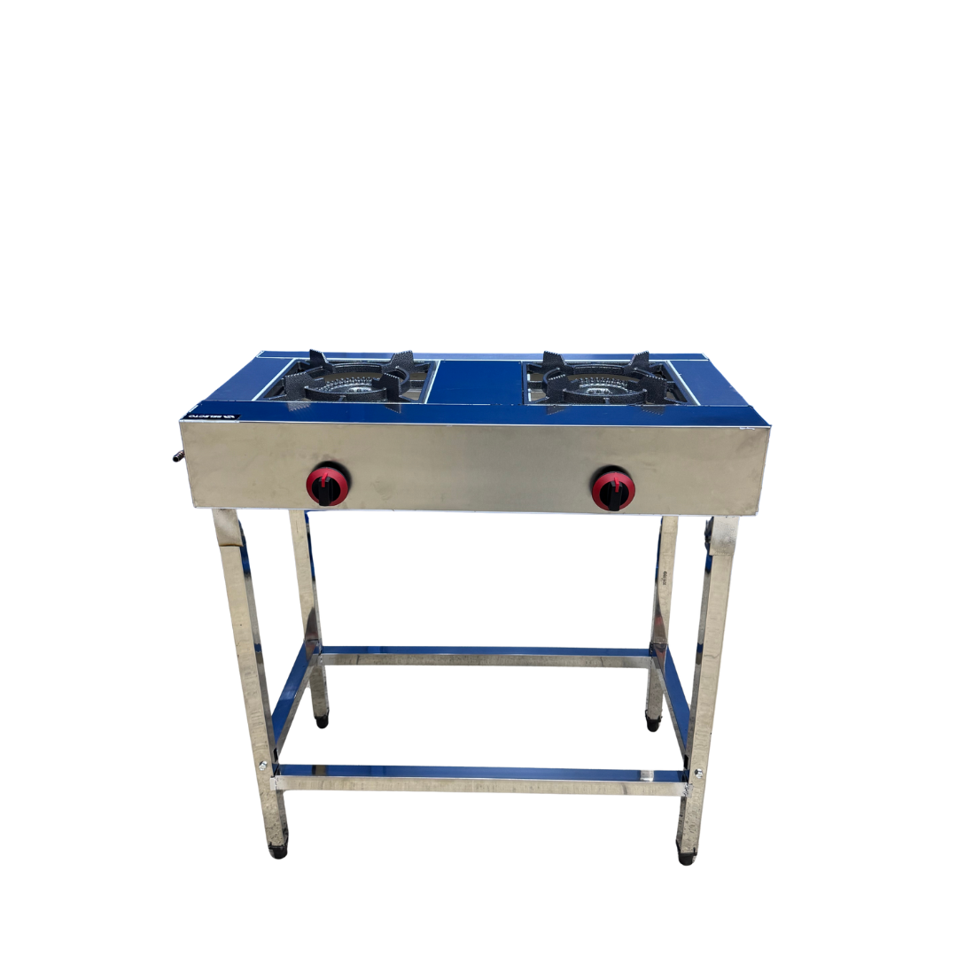 Estufa de 2 Quemadores Lineal a Gas en Acero Inoxidable con Patas 83x80x40cm ACI-200 Industrial.