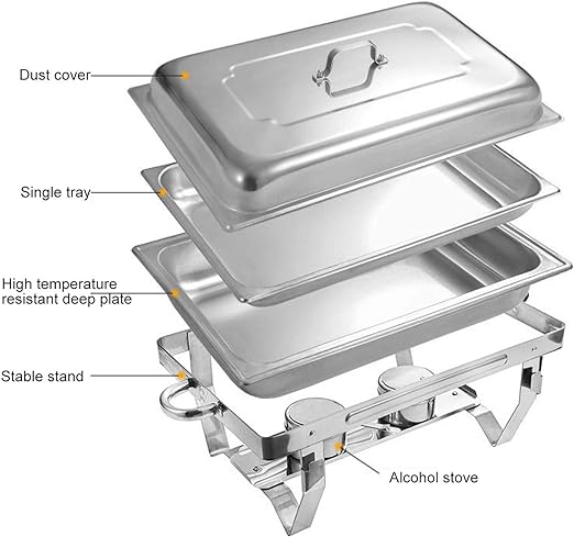 (LLEGANDO 15 DE OCTUBRE) Chafing Dish Rectangular de Acero Inoxidable 11 Litros