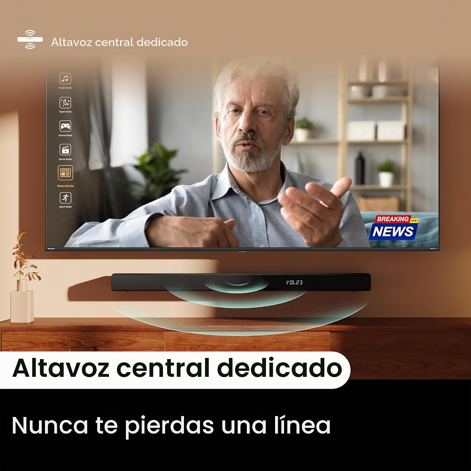 Barra de Sonido Hisense HS5100 5.1 Canales con Subwoofer Inalámbrico, Altavoces Traseros y 540W | Dolby Audio & DTS Virtual:X