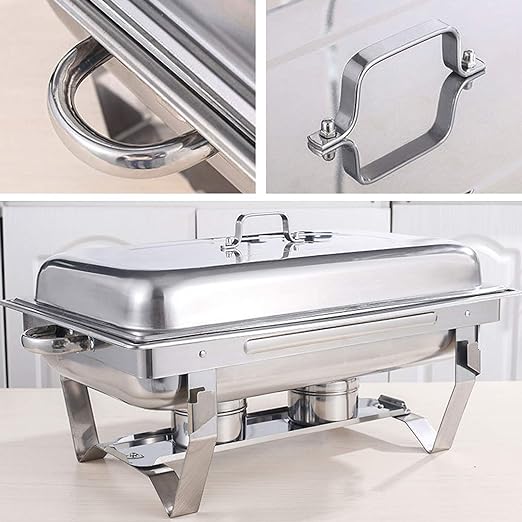 (LLEGANDO 15 DE OCTUBRE) Chafing Dish Rectangular de Acero Inoxidable 11 Litros