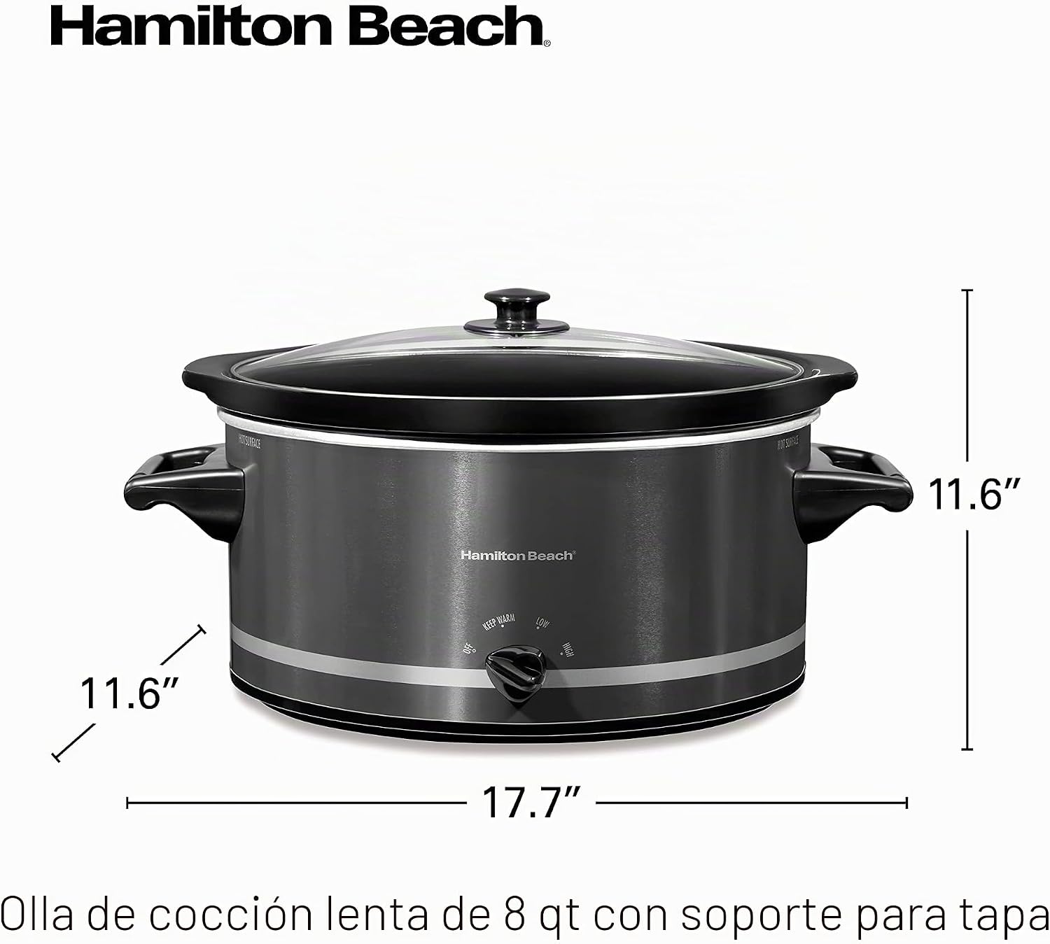 Olla de Cocción Lenta Hamilton Beach HB33185 – 8 Qt / 7.5 L