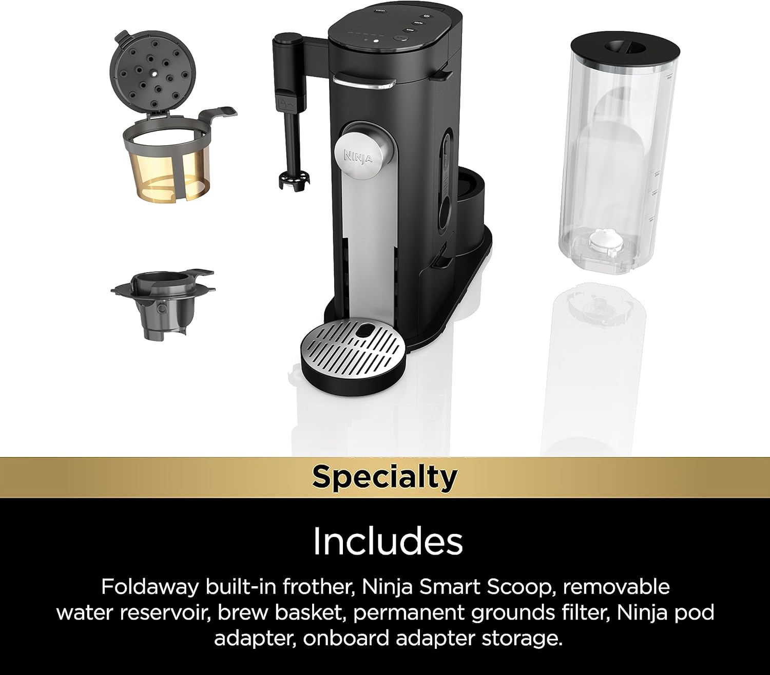 Cafetera Ninja PB051 para Cápsulas y Café Molido con Espumador Integrado | 4 Estilos de Preparación | 1550W