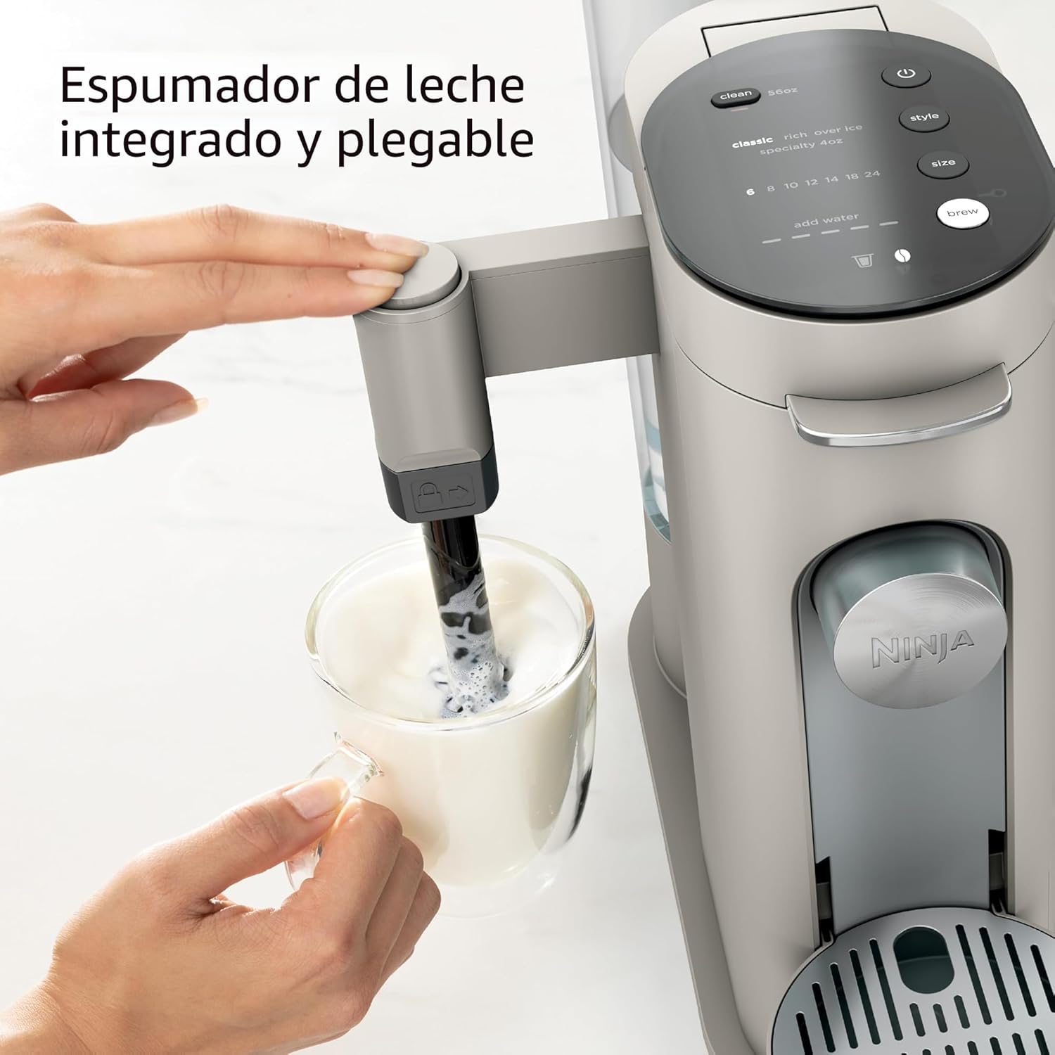 (LLEGANDO 10 DE AGOSTO) Cafetera Ninja PB051ST para Cápsulas y Café Molido con Espumador Integrado | 4 Estilos de Preparación | Color Stone | 1550W