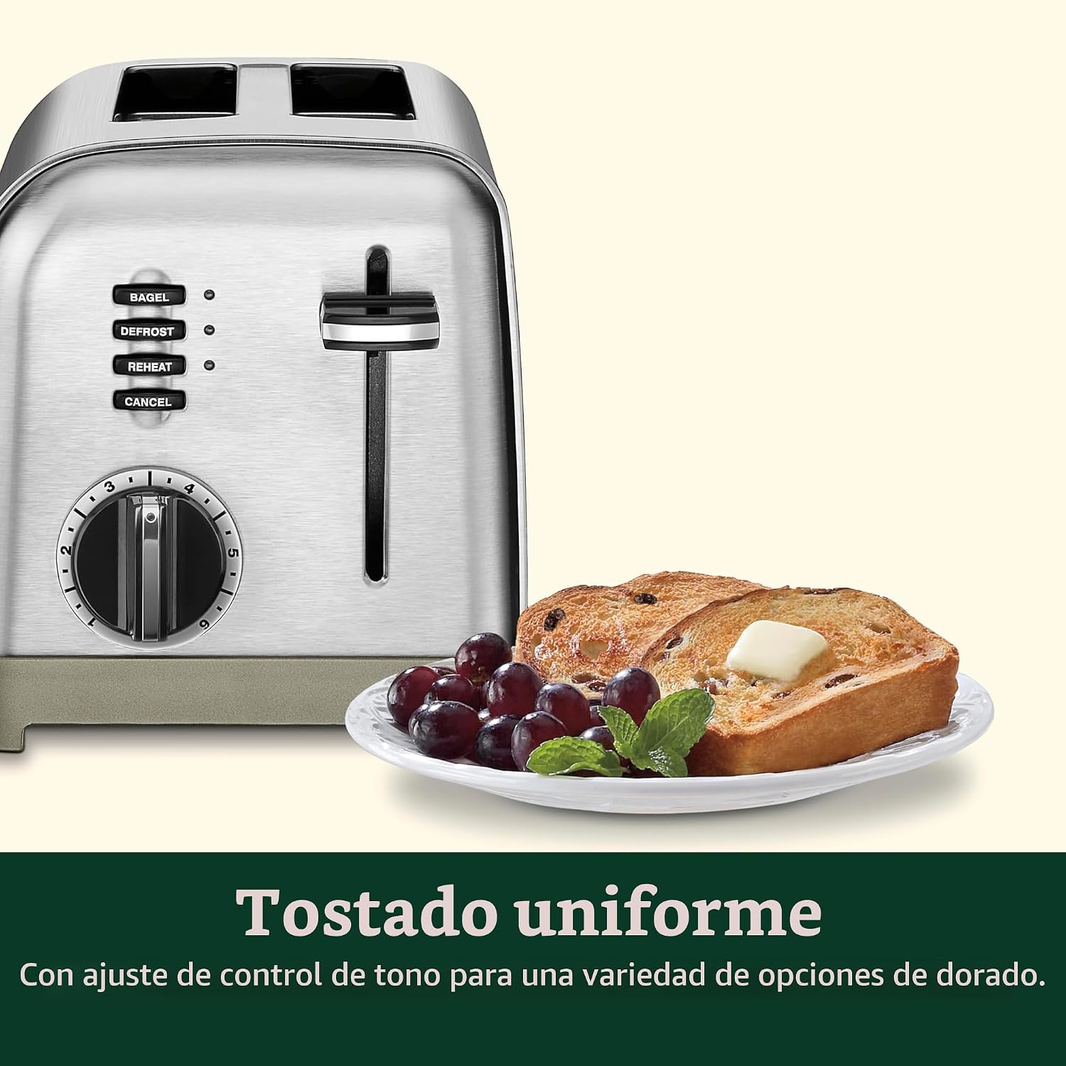 Tostadora Metálica Clásica de 2 Rebanadas Acero Inoxidable | Cuisinart CPT-160C