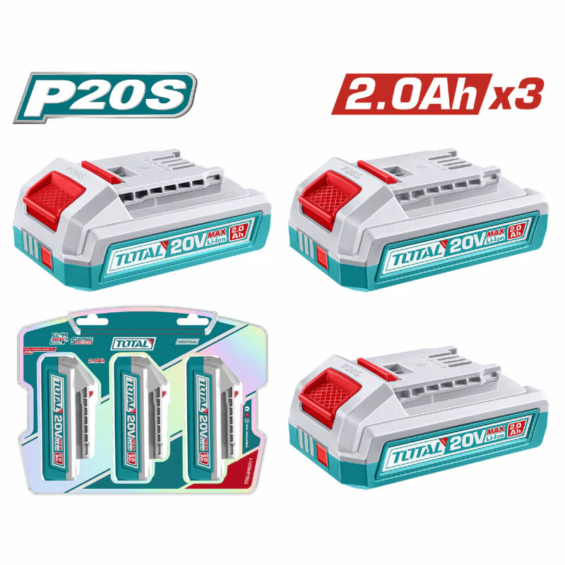 Baterías Inalámbricas 20V 2.0Ah Indicador LED Se Vende En Set De 3 TOSLI240311